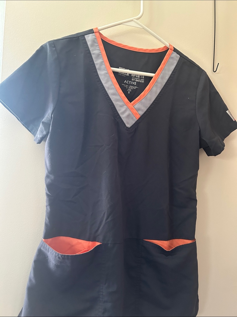Greys anatomy Active Scrub Top with Orange Trim